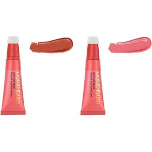 2 Blusher Creams, 10ml, vloeibare blusher, hydraterend, zijdezacht en gemakkelijk aan te brengen, voor stralende wangen