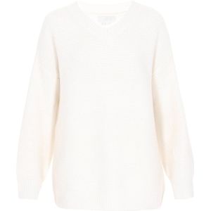 usha - WHITE LABEL - Trui - Wit - Gevoerde Zoom/Rand - V-hals - Lange Mouw