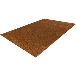 Lalee Comfy Uni vloerkleed karpet effen laagpolig vloerkleed rechthoekig organische vormen tapijt fraai gemêleerd 120x170 cm camel caramel cognac