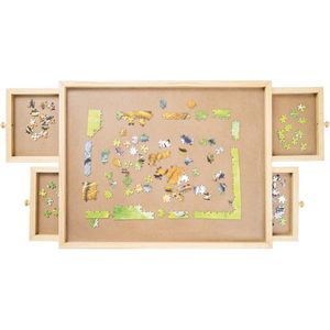 puzzelplaat voor Legpuzzel – Puzzelbord Met Opbergsysteem en 4 Lades – Puzzeltafel Tot 500 Puzzelstukjes – Portapuzzle - 65 x 48,5 x 4,5 cm