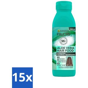 15 x Garnier - Fructis Hair Food Aloe Vera - Shampoo - Normaal tot Droog Haar - 350 ml - Garnier Fructis - Haarverzorging - Haarproducten