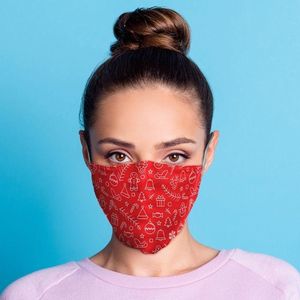 Mondkapje - rood kerstfiguurtjes