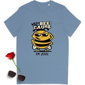 Dames Heren T Shirt 'Bee' Cool - Blauw - Maat XS