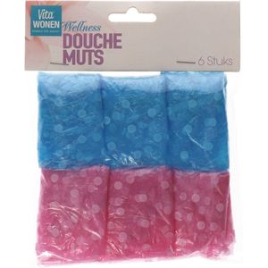 Douchemuts | 6 stuks | Shower caps | Roze en blauw | Badmuts | Douchecap