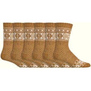 Noorse sokken | Merinowol | Alpacawol | Kleur: Geel | Dames & Heren | 6 paar