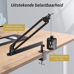 microfoonarm / Premium Low Profile Microphone Arm and Cable Ducts, Desk Clamp,