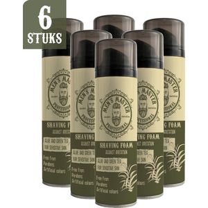 Men's Master Scheerschuim Voordeelverpakking - Extra Dikke Shaving Foam - met Groene Thee & Aloë Vera - tegen Scheerirritatie & voor Gevoelige Huid - 6 x 200ml