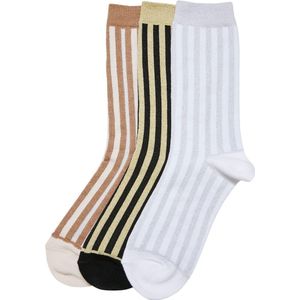 Urban Classics - Metallic Effect Stripe 3-Pack Sokken - 43/46 - Multicolours