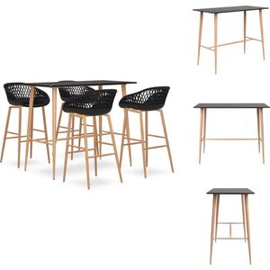 vidaXL Barset Statafel en Barkrukken - 120x60x105 cm en 48x47.5x95.5 cm - Zwart MDF en PP met Thermisch Getransferprinte Hout-Look - Montage vereist - 1x bartafel - 4x barkruk - Set tafel en stoelen