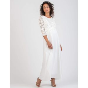 ELEONORA MAXI - Zwangerschaps- en voedingsjurk van kant en chiffon lijfje met gekruiste halslijn XS