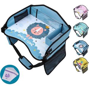Waterproof Kids Travel Tray for Car Seat - Toddler Car Airplane Tray - Roadtrip Essentials - Lo Blue reistafel voor kind