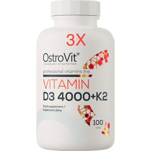 OstroVit - Vitamin D3 4000 IU + K2 - (300 Tabletten) - Vitamine D3 4000 IU + Vitamine K2 - Grote maar slimme voorraad - Laboratoriumgeteste kwaliteit!