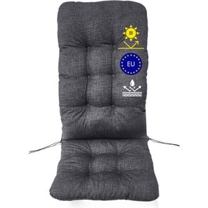 Highliving Stoelkussen met hoge rugleuning, zitkussen en rugkussen voor stoelen, waterafstotend & UV-beschermd stoelkussen, fauteuilkussen voor tuinstoel (120 x 50 x 8 cm, antraciet, 1