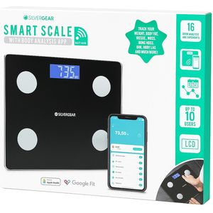 Slimme Bluetooth Weegschaal met Lichaamsanalyse – LCD Display – Zwart