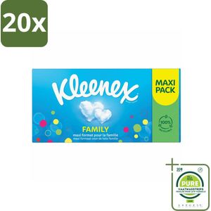 20 x Kleenex – Family – Tissues – 128 stuks per verpakking - Grootverpakking - Tissue - Gezin - Hygiëne - Neus - Drogen
