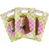 6x Paarden themafeest feestzakjes/uitdeelzakjes - Paarden kinderfeestje versieringen/decoraties