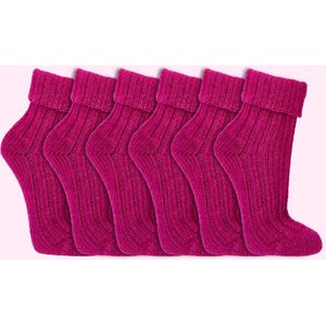 Wollen sokken | Alpacawol | Krimpvrij | Kleur: Roze | 6 paar