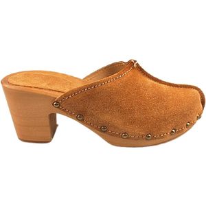 DINA Heels Beige dames clogs suede