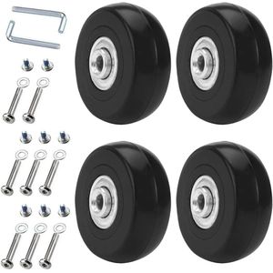 Universal Luggage Replacement Suitcase Wheels Set - 50 x 18mm (4 Pieces, Rubber Metal, Black)