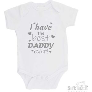 100% katoenen Romper ""I have the best daddy ever!"" Vader Vaderdag Unisex Katoen Wit/grijs Maat 56/62