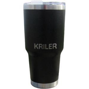 KRILER Cup - Premium RVS Thermosbeker - Autohouder Proof - 12U Warm & Koud - Lekvrij - BPA Vrij - 30oz / 0,88L - Zwart