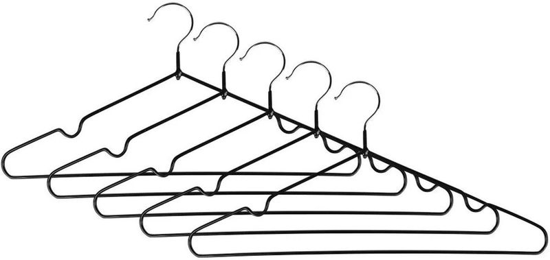 Benson - Metalen Kledinghangers - Zwart - Set van 5 - Anti-slip Coating