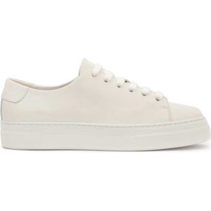 White leather sneakers with a simple upper