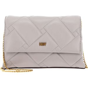 DKNY Leren Avondtas Schoudertas Willow Clutch Crossbody Stone Crème
