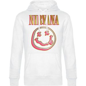 Nirvana Coloured Logo Heren Trui met capuchon - wit - L
