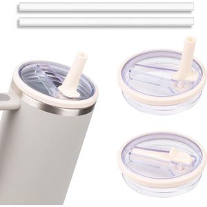 Cup Accessoires Set van 2 stuks, Sluitje met strohalm, Compatibel met herbruikbare bekers, Strohhalm dekkap voor bekers, Handige accessoires voor drinkbekers
