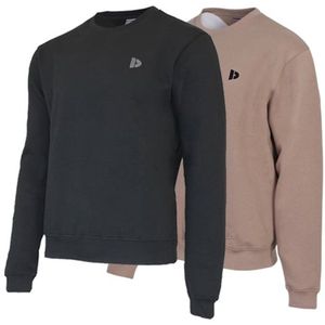 Donnay - Dean - Fleece Sweater - Zwart - 2-Pack - Ronde Hals - Heren