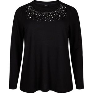 ZIZZI VLUCCA, L/S, BLOUSE Dames Blouse - Black - Maat S (42-44)