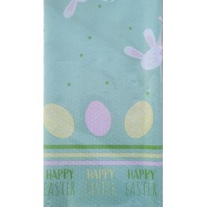 Paastafelkleed mintgroen 138 x 220 cm - Tafelkleed voor Pasen met motief eieren en schaapjes - gezellig paaskleed voor paasontbijt