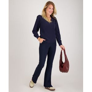 Je m'appelle Travelstof Dames Broek Flared Met stretch - Blauw - Maat S