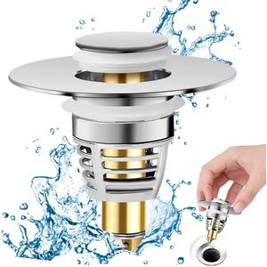 Boraboi ® Universele Roestvrijstalen Wastafelstop met Geurbestendige Afvoer en Anti-Klompingsfilter, 32-42 mm