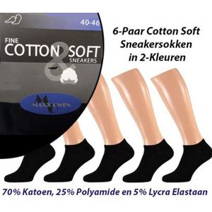 6-Paar Zachte Katoenen Sneakersokken in 2-Kleuren-Maat 40-46