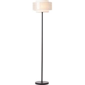BRILLIANT lamp, Odar vloerlamp 1-vlammig zwart/beige, 1x A60, E27, 42W, met voetschakelaar