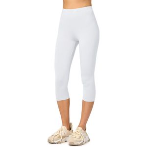 Merry Style MS-MS10-144-LE Dames Capri Leggings - Sport - Vrijetijdsbroek - 3/4 Lengte - Viscose - Sporbroek - Yogabroek - Wit - XXL