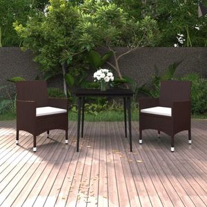 The Living Store Eethoek Bruin - 80x80x74 cm - Weerbestendig - Staal en PE-rattan