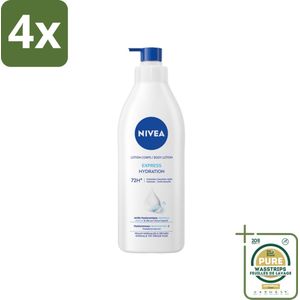 Nivea - Express - Bodylotion met Pomp - Voor Normale tot Droge Huid - 72 uur Hydratatie - 400 ml - Voordeelverpakking - 4 stuks - Droge huid - Normale huid
