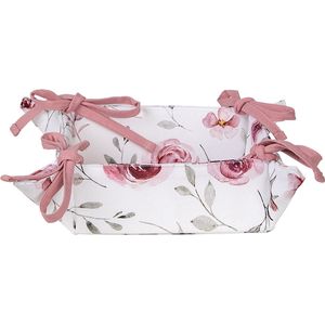 Clayre & Eef Broodmand 35x35x8 cm Wit Roze Katoen Rozen Cadeau keuken