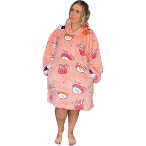 Badrock Hoodie deken - Fleece deken met mouwen en capuchon – Oversized hoodie deken met mouwen - Fleece TV deken – Plaid met mouwen – Warm & zacht – hoodie blanket - Fleece poncho - Draagbare deken – sushi