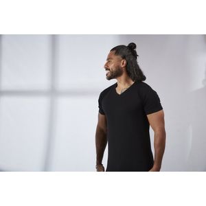 V-nus Stretch Regular V-hals Zwart 10-pack