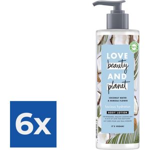 Love Beauty and Planet Coconut Water & Mimosa Flower Lucious Hydration Bodylotion - 400 ml - Voordeelverpakking 6 stuks