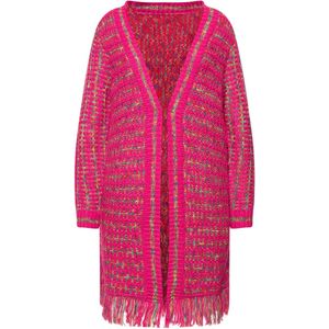 MIAMODA - Dames - lang vest Straight Fit gerafelde zoom - Magenta - Maat 50+