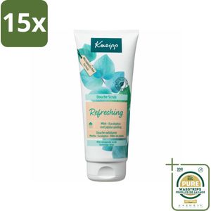 15 x Kneipp - Douche scrub - Refreshing - Mint & Eucalyptus - 200 ml - Grootverpakking - Douche Scrub - Huidverzorging - Exfoliatie - Mint En Eucalyptus - Jojoba Scrub