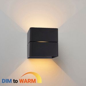 Ledmatters - Wandlamp Zwart - Up & Down - Dimbaar - 5 watt - 400 Lumen - 1800-3000 Kelvin - Dim to Warm - IP21 Binnenverlichting