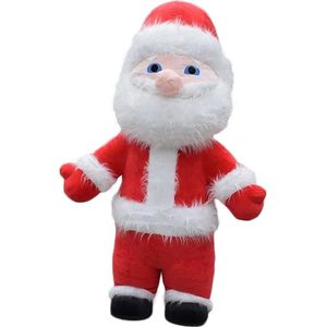 KIMU® Groot Opblaas Kostuum Kerstman - 2 Meter Opblaasbaar Pak Rood Wit - Mega Kerstpak Mascotte Opblaaspak - Super Opblaasbare Kerst Kerstmis Festival