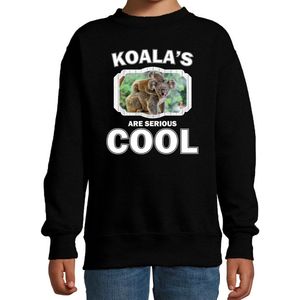 Dieren koalaberen sweater zwart kinderen - koalas are serious cool trui jongens/ meisjes - cadeau koala/ koalaberen liefhebber - kinderkleding / kleding 170/176