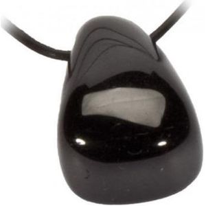 Onyx zwart A trommelsteen hanger geboord - 2.5-3.5 cm - S